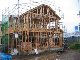 Wooden houses under construction